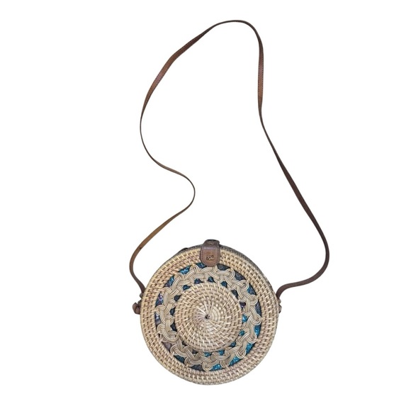 Amerii Rattan Shoulder Bag with Patterned Fabric Lining - Picture 3 of 16